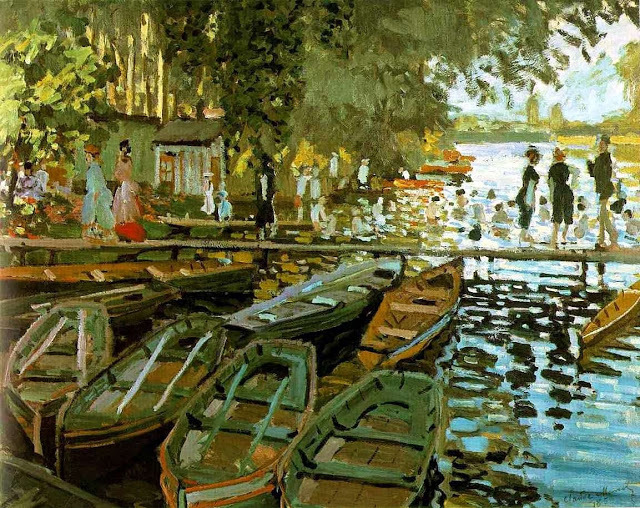 32Claude Monet 1869 Bathing at La Grenouillere oil on canvas