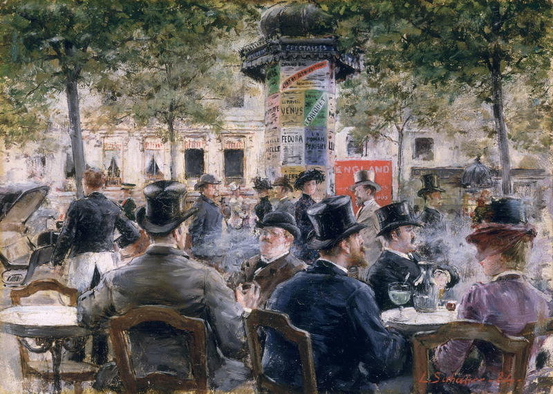 22Cafe Scene in Paris 1884 Louis Anet Sabatier. French
