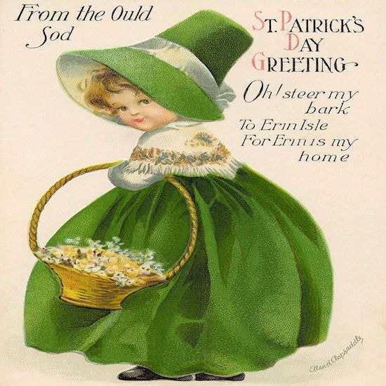 Денят на Свети ПАТРИК и зелените десени на пощенските картички от 1900 година
